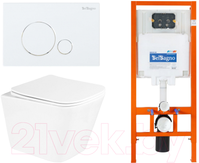 Унитаз подвесной с инсталляцией BelBagno BB3103CHR/SC/BB002-80/BB014-SR-BIANCO - фото