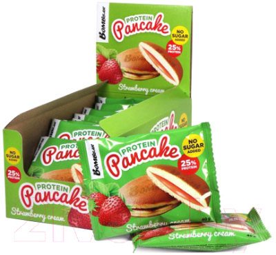 Протеиновое пирожное Bombbar Клубничный крем - фото