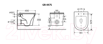 Унитаз подвесной Grossman GR-4475S (с сиденьем)