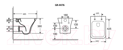 Унитаз подвесной Grossman GR-4476S (с сиденьем)