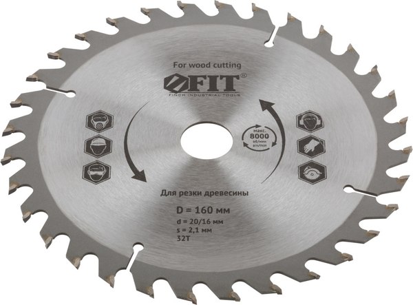 Пильный диск FIT Для циркулярных пил по дереву / 37729