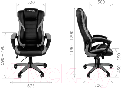 Кресло геймерское Chairman Game 22 (экопремиум, серый/голубой)