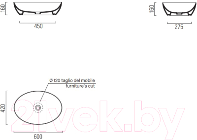 Умывальник GSI Ceramic Elements Pura 884211