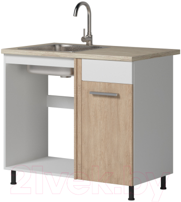 Шкаф под мойку Genesis Мебель Алиса 12 1000 (белый/дуб сонома) - фото