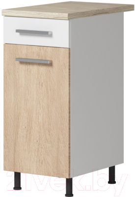 Шкаф-стол кухонный Genesis Мебель Алиса 12 с ящиком 400 (белый/дуб сонома) - фото