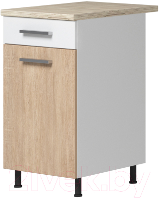 Шкаф-стол кухонный Genesis Мебель Алиса 12 с ящиком 500 (белый/дуб сонома) - фото