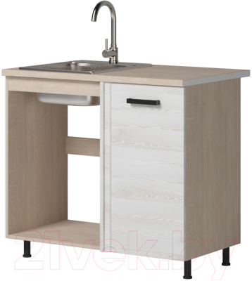 Шкаф под мойку Genesis Мебель Алиса Loft 1000 (дуб сонома/сосна белый) - фото