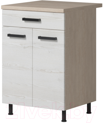 Шкаф-стол кухонный Genesis Мебель Алиса Loft 600 с ящиком 2 двери (дуб сонома/сосна белый) - фото