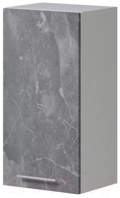 Шкаф навесной для кухни Genesis Мебель Алиса Каспий 400 1 дверь (белый/каспий темный) - фото