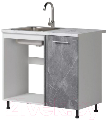 Шкаф под мойку Genesis Мебель Алиса Каспий 1000 (белый/каспий темный) - фото