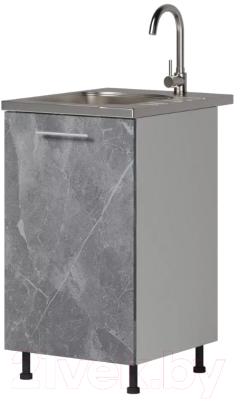 Шкаф под мойку Genesis Мебель Алиса Каспий 500 (белый/каспий темный) - фото