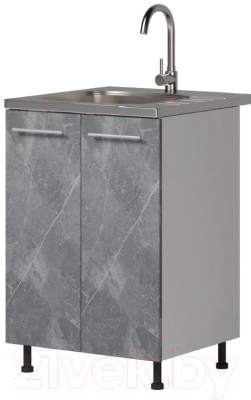 Шкаф под мойку Genesis Мебель Алиса Каспий 600 2 двери (белый/каспий темный) - фото