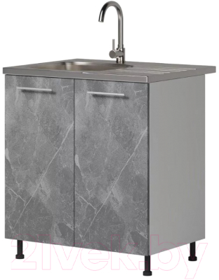 Шкаф под мойку Genesis Мебель Алиса Каспий 800 (белый/каспий темный) - фото