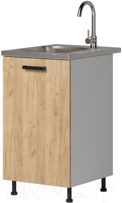 Шкаф под мойку Genesis Мебель Алиса Craft 500 (белый/дуб золотой) - фото