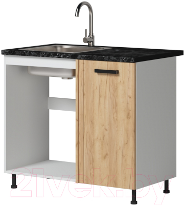 Шкаф под мойку Genesis Мебель Алиса Craft 1000 (белый/дуб золотой) - фото