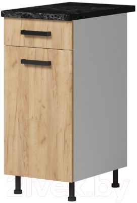 Шкаф-стол кухонный Genesis Мебель Алиса Craft 400 с ящиком (белый/дуб золотой) - фото