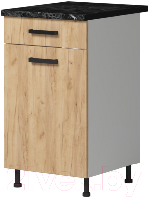 Шкаф-стол кухонный Genesis Мебель Алиса Craft 500 с ящиком (белый/дуб золотой) - фото