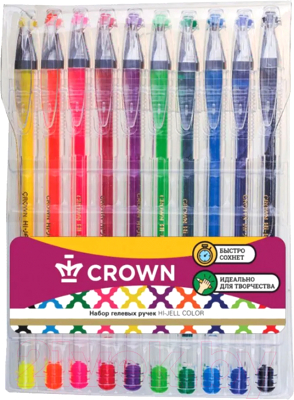 Набор гелевых ручек CrowN Hi-Jell Color / HJR-500SET/10 - фото