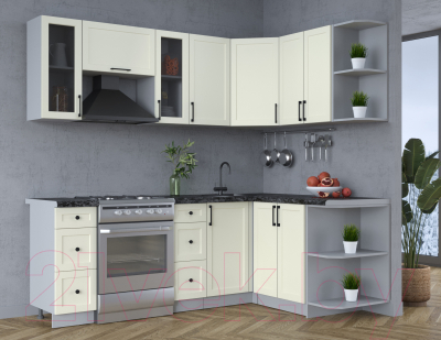 Кухонный гарнитур Интерлиния Тренд 1.5x2.2 правая (белый/белый/кастилло темный)