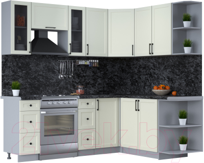 Кухонный гарнитур Интерлиния Тренд 1.7x2.2 правая (белый/белый/кастилло темный) - фото