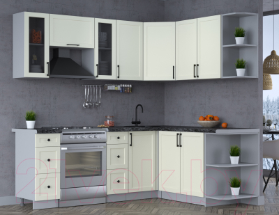 Кухонный гарнитур Интерлиния Тренд 1.7x2.2 правая (белый/белый/кастилло темный)