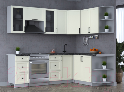 Кухонный гарнитур Интерлиния Тренд 1.7x2.4 правая (белый/белый/кастилло темный)