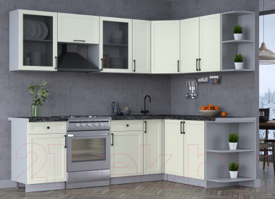 Кухонный гарнитур Интерлиния Тренд 1.7x2.5 правая (белый/белый/кастилло темный)