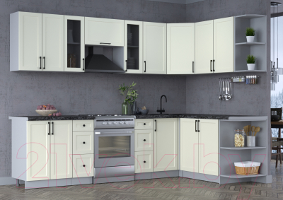 Кухонный гарнитур Интерлиния Тренд 1.7x2.8 правая (белый/белый/кастилло темный)