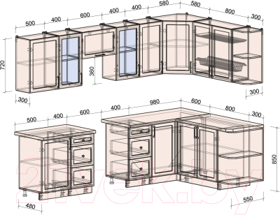 Готовая кухня Интерлиния Тренд 1.7x2.9 правая