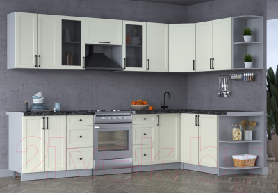 Кухонный гарнитур Интерлиния Тренд 1.7x3.0 правая (белый/белый/кастилло темный)