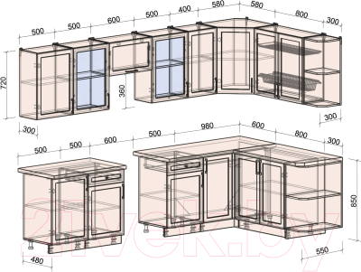Готовая кухня Интерлиния Тренд 1.7x3.1 правая