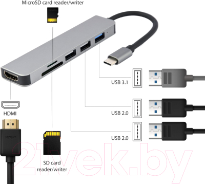 Док-станция для ноутбука Gembird A-CM-COMBO6-02