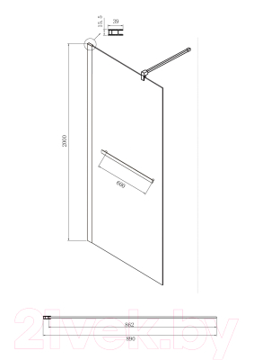 Душевая стенка Ambassador Walk-In 90x200 / 15031236