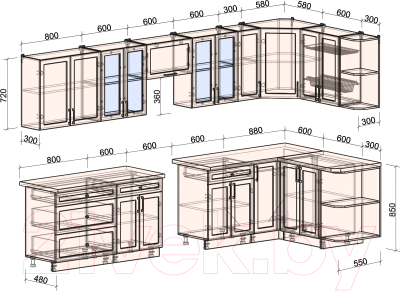 Готовая кухня Интерлиния Тренд 1.5x3.5 правая