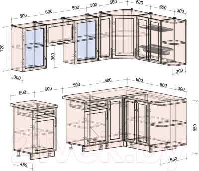 Готовая кухня Интерлиния Тренд 1.5x2.5 правая