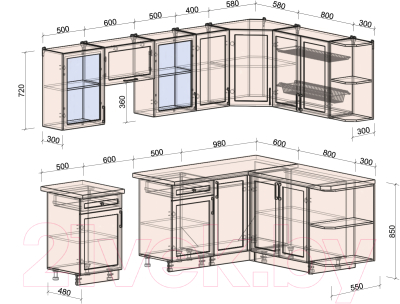 Готовая кухня Интерлиния Тренд 1.7x2.6 правая