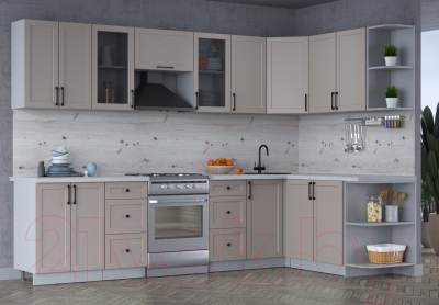 Кухонный гарнитур Интерлиния Тренд 1.7x3.0 правая (луна/луна/бискайская сосна)