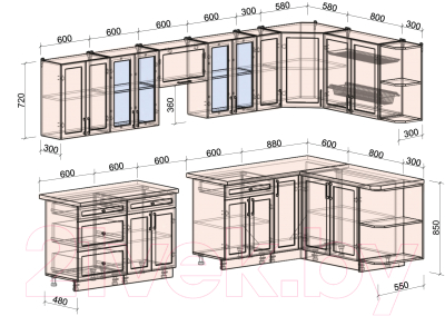Готовая кухня Интерлиния Тренд 1.7x3.3 правая