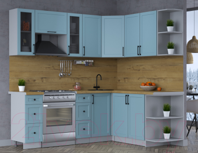 Кухонный гарнитур Интерлиния Тренд 1.7x2.2 правая (океан/океан/дуб бунратти)