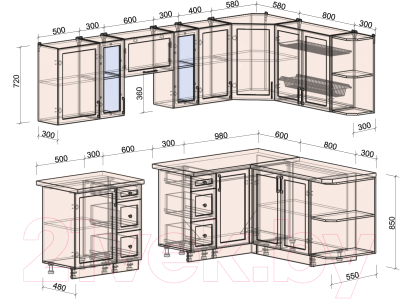 Готовая кухня Интерлиния Тренд 1.7x2.7 правая
