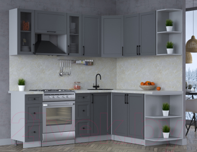 Кухонный гарнитур Интерлиния Тренд 1.7x2.2 правая (пепел/пепел/опал светлый)