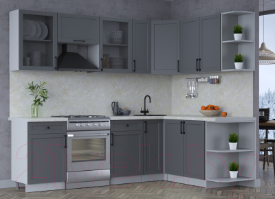 Кухонный гарнитур Интерлиния Тренд 1.7x2.5 правая (пепел/пепел/опал светлый)