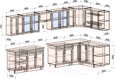 Готовая кухня Интерлиния Тренд 1.7x3.7 правая