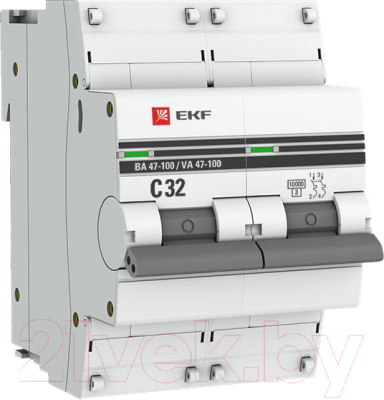 Выключатель автоматический EKF PROxima 2P 32А (C) 10kA ВА 47-100 / mcb47100-2-32C-pro - фото