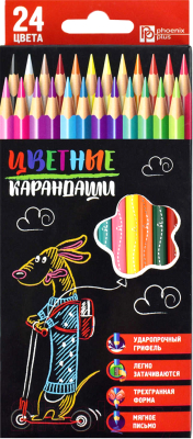 Набор цветных карандашей Феникс+ Такса на самокате / 58580 - фото
