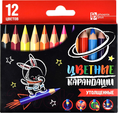 Набор цветных карандашей Феникс+ Зайка-Космонавт / 58586 - фото