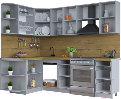 Кухонный гарнитур Интерлиния Тренд 1.5x2.4 левая (белый/белый/кастилло темный)