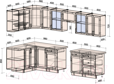 Готовая кухня Интерлиния Тренд 1.5x3.2 левая