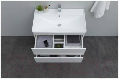 Тумба под умывальник Aquanet Вега 80 / 308334 (белый глянец)