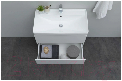 Тумба с умывальником Aquanet Вега 80 / 308336 (белый глянец)